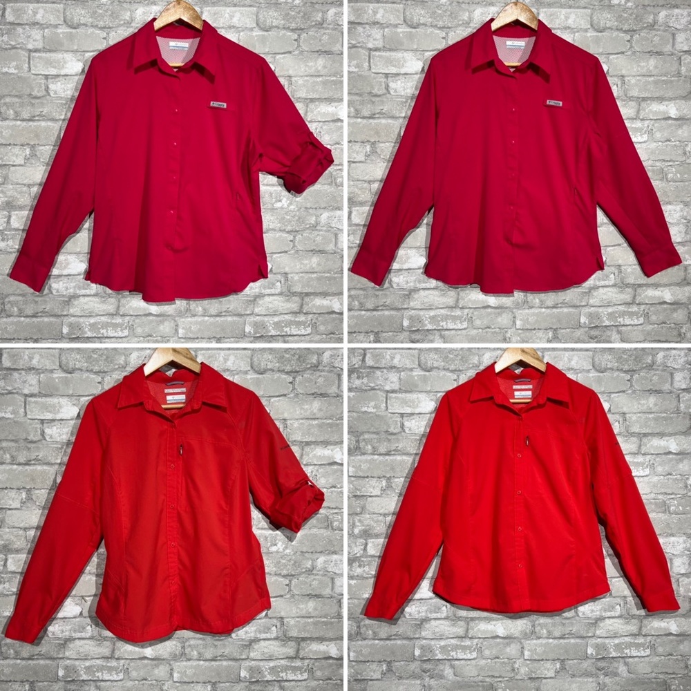 Bundle of 2 Columbia Women Large Fishing Shirt Omnishade PFG Long Sleeve Shirts